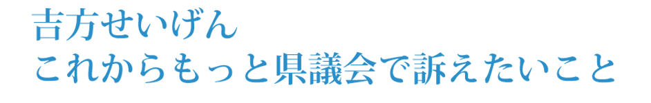 吉方せいげん　これからもっと県議会で訴えたいこと